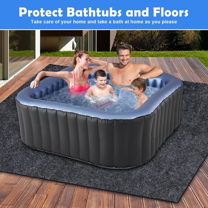 Aoebwpwi 90 * 90 Inch Hot Tub Mat Pad, Extra Large Inflatable Hot Tub Pad Outdoor Indoor, Waterproof Slip-Proof Backing, Absorbent Spa Pool Ground Base Flooring Protector Mat - Image 3